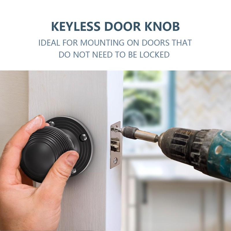 Bwintech 1 Set Beehive Mortice Door Knobs,Black Finishing Pull Door