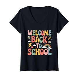 Womens Welcome Back To School First Day of School Teachers Gifts V-Neck T-Shirt
