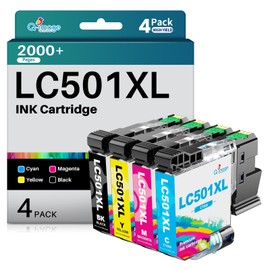 Q-image MFC-J1360DW LC501XL LC501 Ink Cartridges Replacement Compatible for LC501 XL LC501 High Yield Ink Combo Pack Use with Brother MFC J1360DW MFC-J1410DW MFC-J1260DW Printer（4 Pack,B/C/M/Y