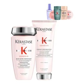 Kit Tratamiento Para Cabello Debilitado y Maltratado Krastase Genesis Bain Shampoo y Acondicionador Anti-caida                                        
