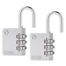 Zarker XD35 Combination Lock, 3-Digit Padlock for School Gym Sports LockerLock, Fence, Toolbox, Case, Hasp Storage (2-Pack, Gray)
