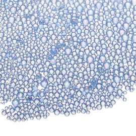 CoCud Iridescent Glass Tiny Bubble Beads, 0.4-3mm 10g No Hole Micro Mini Round Sky Blue Water Droplets Beads - Applications: for Resin Filler, Nail Art, Dollhouse Bath Tub