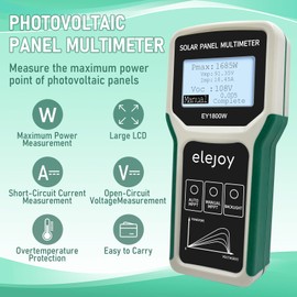 EY-1800W Solar Panel Tester MPPT Photovoltaic Panel Multimeter, Upgraded Measuring Range (5~1800W, 20~120V, 0~60A), Smart MPPT Tools for Testing Solar PV Panel Data and Troubleshooting (EY-1800W)