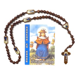 Gigi's Classy Kids Holy Infant of Atocha Brown Wood Rosary Novena al Santo Nino Atocha Libro Spanish Book Rosario Madera