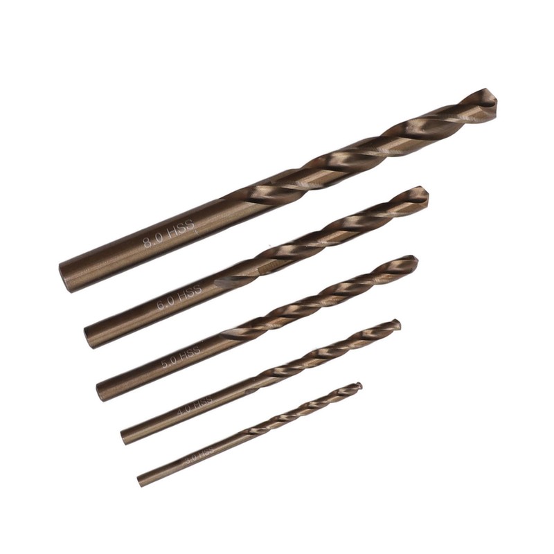 5Pcs Straight Shank Twist Drill Bit HSS 3 4 5