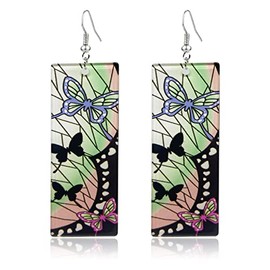 QUPENGXU Kamado Tanjiro Hanafuda Earrings,Demon Slayer Tanjirou's Acrylic Kimetsu No Yaiba Cosplay Anime Earrings Anime Gift (shape-3)