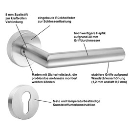 ck door fittings New Orleans ball knob V2A stainless steel matt for front doors with 72 division