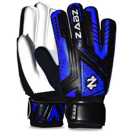 ZABZ Goalkeeper Gloves Non-slip Latex Material Soccer Goalie Football Goalkeeping Gloves Wrist Protection For Kids Youth and Adults (Blue, Size 7 suitable for size S-M adult)