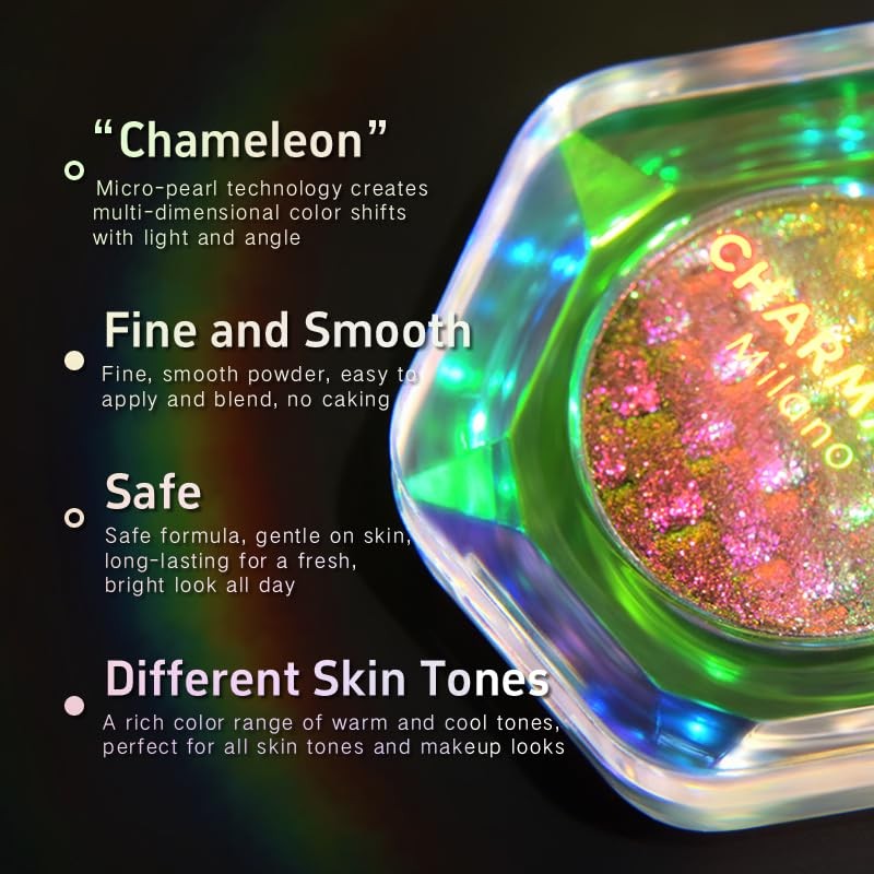 CHARMACY Paleta De Sombras De Ojos Chameleon Diamond Rainbow, Iluminador