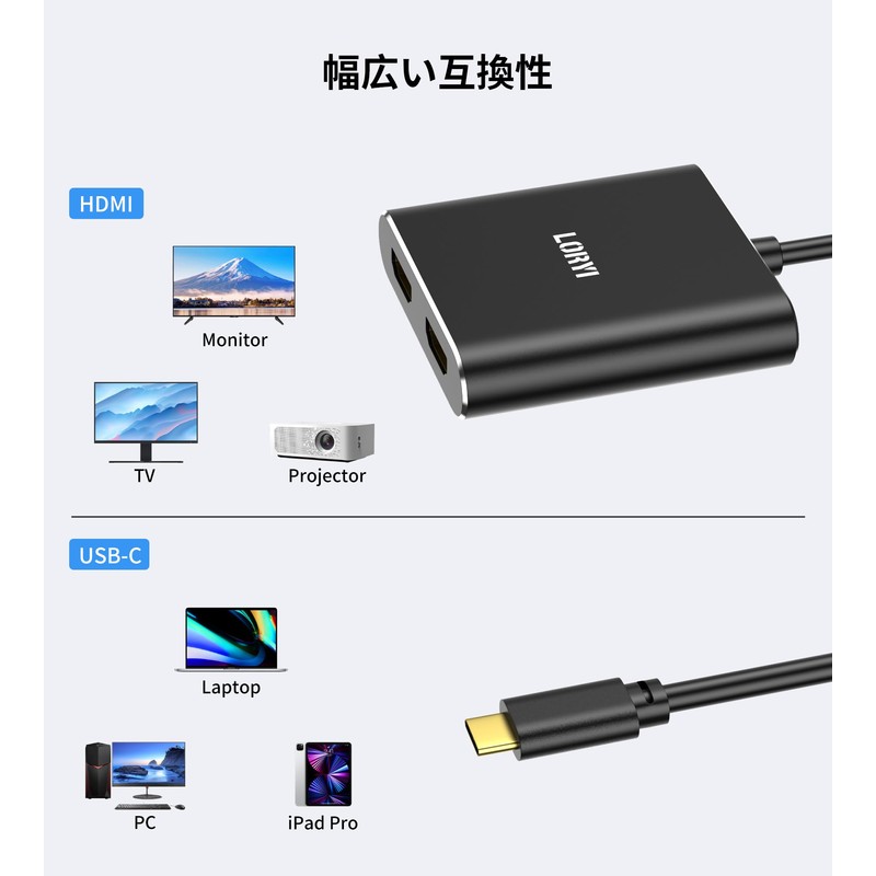 USB C to HDMI Converter Adapter HDMI Extension 2 in