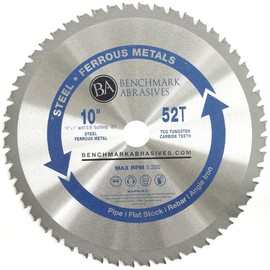 Benchmark Abrasives 10" 52 Tooth Tungsten Carbide Tips Saw Blade for Thin Steel and Ferrous Metals