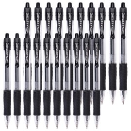 Gel Pens Retractable Fine Point Black Gel Ink Rollerball Pen, Smooth Writing Pens for Office - 0.7mm with Grips (20 Pack)