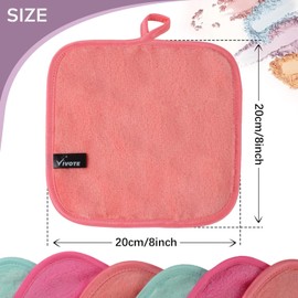 VIVOTE Paño facial de microfibra de secado rápido, paño facial de franela reutilizable para desmaquillar, paño de lavado ultrasuave para el rostro (20 cm x 20 cm, paquete de 6, multicolor)