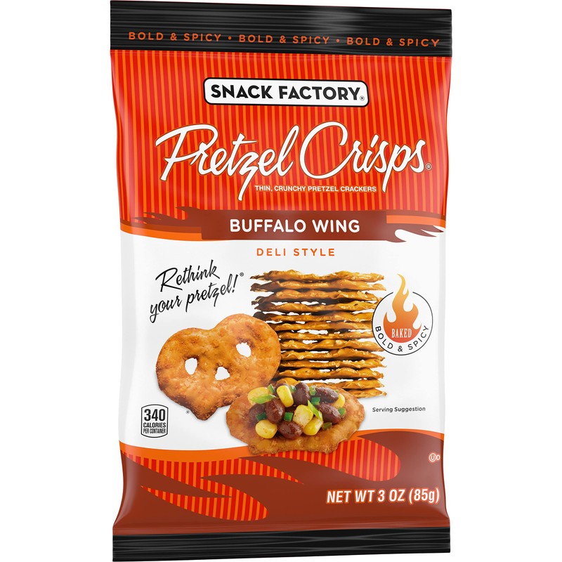 Snack Factory Pretzel Crisps, Buffalo Wing, On-the-Go Bag, 3 Oz