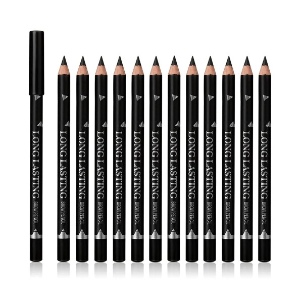 Branded 12 Pcs Black Eyebrow Pencil Eyeliner Set Waterproof Eye