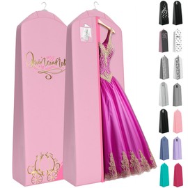 Your Bags Quinceanera Dress Garment Bag - Garment Bags for Hanging Gowns or Storage Preservation - 72" Quinceanera Storage Bag for Gowns with 20" Gusset for Puffy Quinceanera Gowns - Pink/Gold