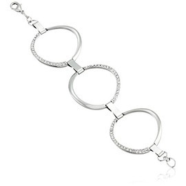 GUESS "Basic" Silver and Crystal Circle Link Bracelet