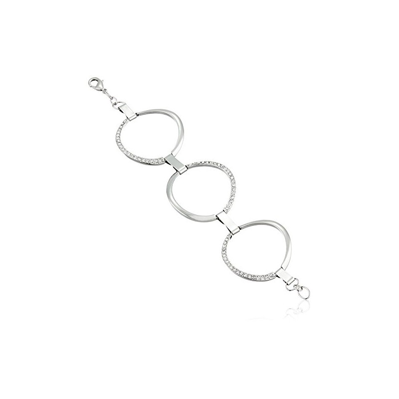 GUESS "Basic" Silver and Crystal Circle Link Bracelet