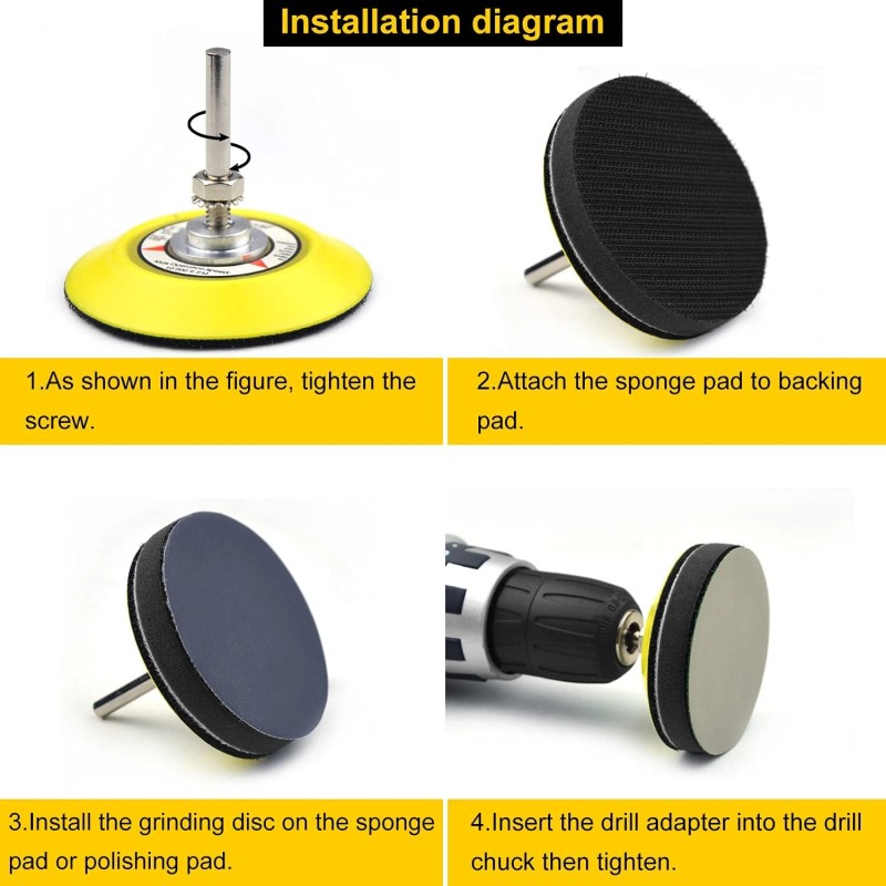 POLIWELL 150 PCS 3 Inch Sanding Discs Silicon Carbide 400-10000