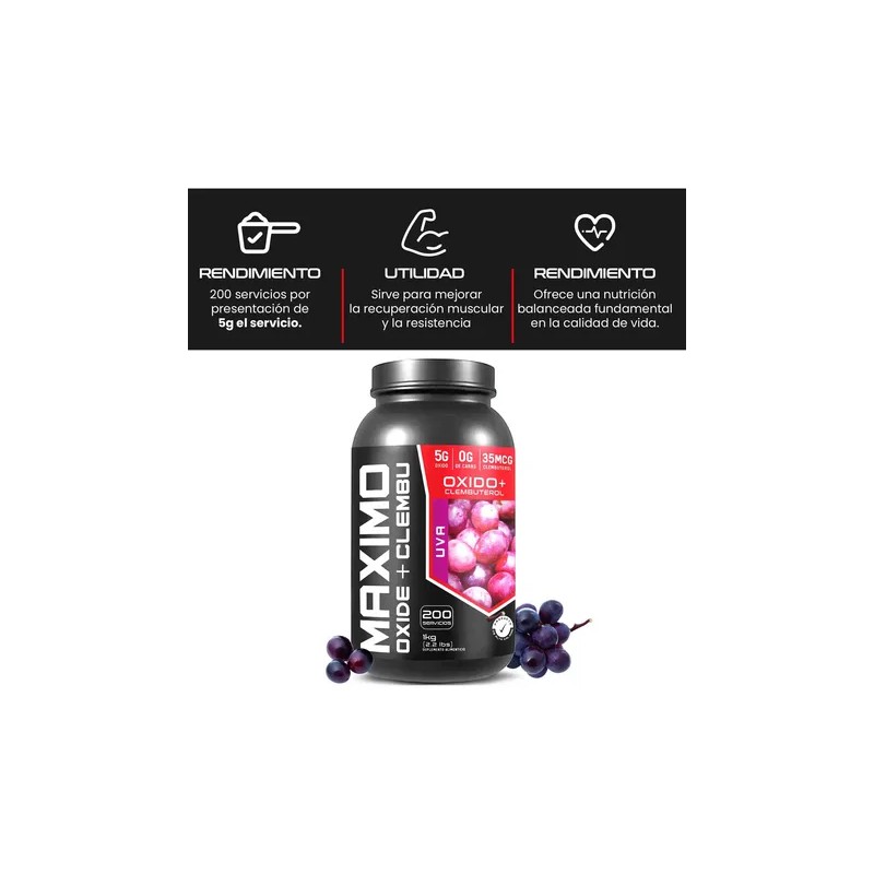 Óxido Clembu Maximo Protein Pre Entreno 1kg 200 Servs
