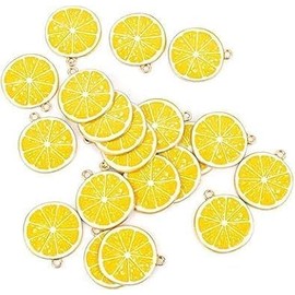 20Pcs Yellow Lemon Fruit Enamel Lemon Charms Pendant Beads for DIY Jewelry Making Bracelet Necklace Charms Beading and Jewelry Making