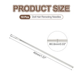 PATIKIL 10 Pcs Doll Hair Rerooting Needles, 0.8mm Doll Hair Knitting Needles Metal Doll Knitting Needles for Doll Hair Making Supplies DIY Crafts Replacement Accessories, Silver Tone