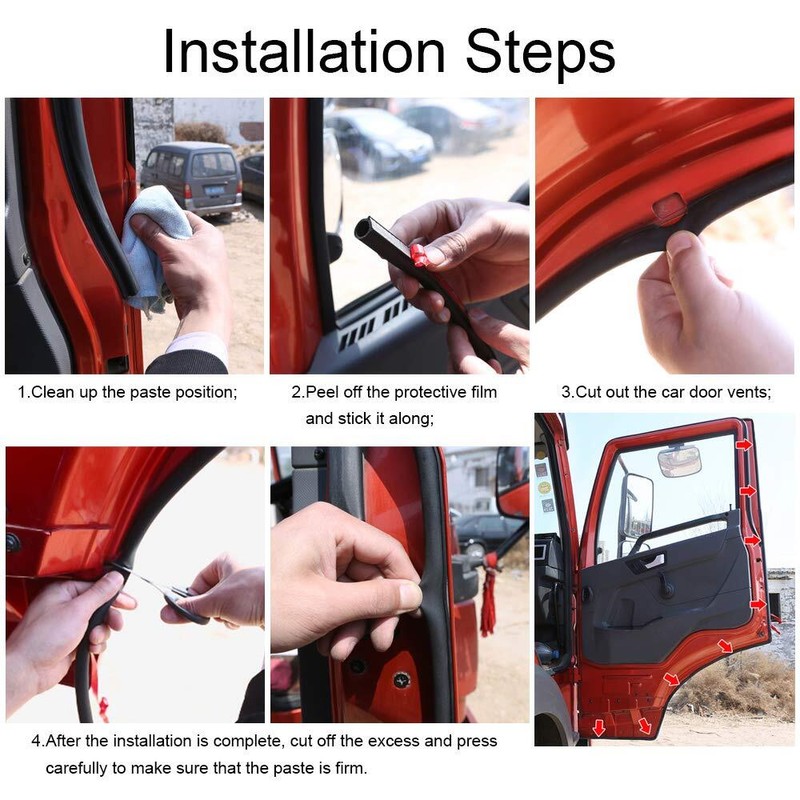 Storystore Universal Automotive Door Seal Strip D-Shape Self-Adhesive Weather Stripping