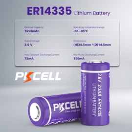 PKCELL ER14335 2/3AA Batteries 3.6V 1650mah Primary Lithium Battery 12-Pack