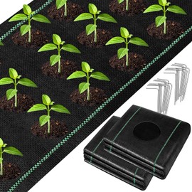 UNIFAMILY 2pcs Landscape Fabric Heavy Duty, Total 3 x 60 Feet Woven Barrier Fabric with Planting Holes, Garden Ground Cover Fabric, Garden Sheets Planting Fabric, Gardening Fabric with Precut Holes