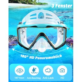 Zeligerstar Adult Snorkeling Set, Improved Diving Mask and Snorkel, Dry Top Snorkel Mask Set, Professional Adult Snorkeling Gear for Swimming Diving Scuba (Transparent) Green