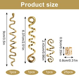 28 Pcs Gold Hair Jewelry – Adjustable Hair Locs, Clips, Charms & Rings for Braids, Dreadlocks & Twists – Stylish Hair Accessories for Women, Hair Jewellery for Party, Festival, Daily Use