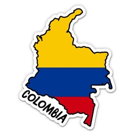 Squiddy Colombia Map with Flag - Vinyl Sticker for Car, Laptop, Notebook - 5"