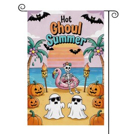Takealooko Summerween Garden Flag, Halloween in Summer Outdoor Yard Decor, Happy Summerween Double Sided Flag for Summer Halloween Party Home Outdoor Supplies 12 x 18 Inch