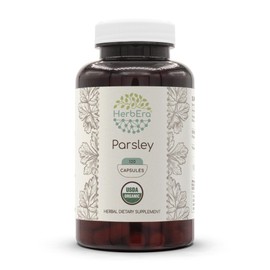 HerbEra Parsley USDA Organic 120 Capsules | Natural Herbal Supplement | Certified Organic Vegetarian Capsules and Organic Parsley (Petroselinum crispum) Dried Leaf (120 Capsules)