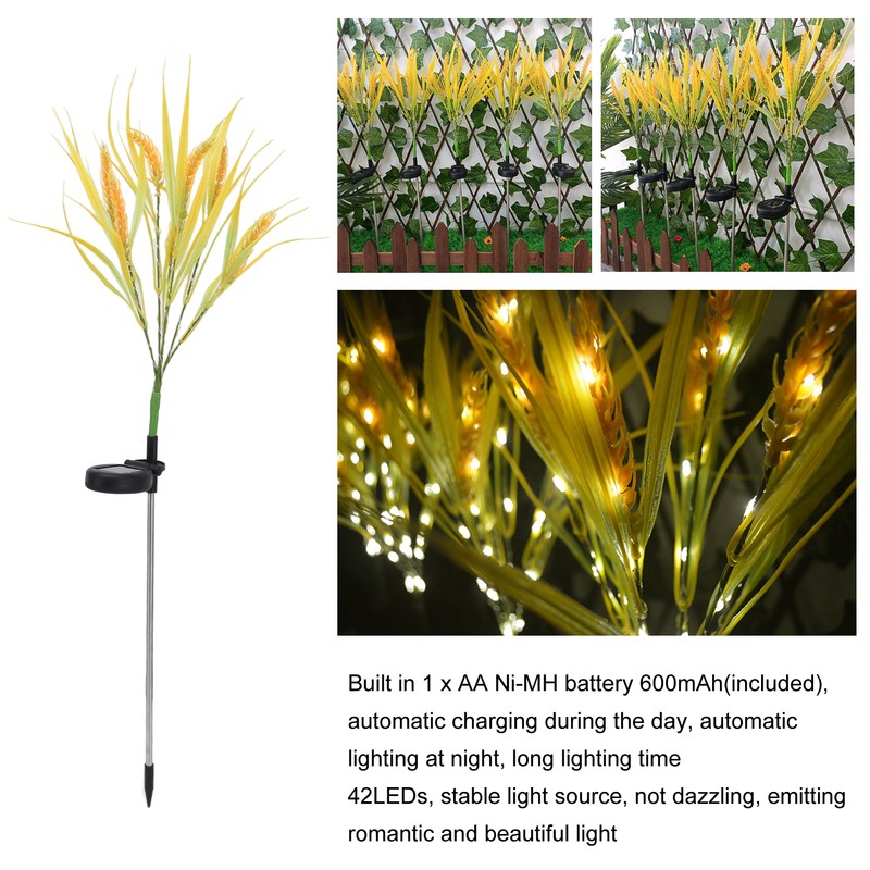 2pcs Solar Wheat Ear Lights IP44 Waterproof Wheat Ear LED