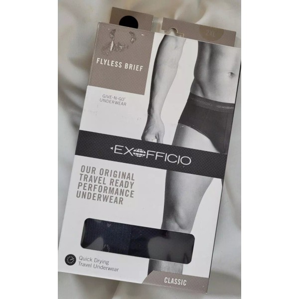 ExOfficio Give-n-Go Flyless Brief 2XL Black Quick Dry Travel Brief
