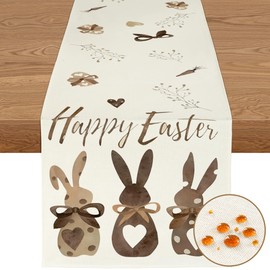 YCOLL Table Runner Easter Table Runner Spring Easter Decoration Modern Easter Table Runner for Indoor and Outdoor Party Kitchen Dining Table Easter Decoration Easter Tablecloth