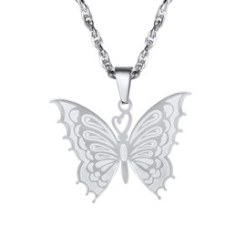 PROSTEEL Big Butterfly Pendant Necklace for Women Teen Girls Chain Dainty Chic Jewelry Gift Stainless Steel Butterfly Necklaces