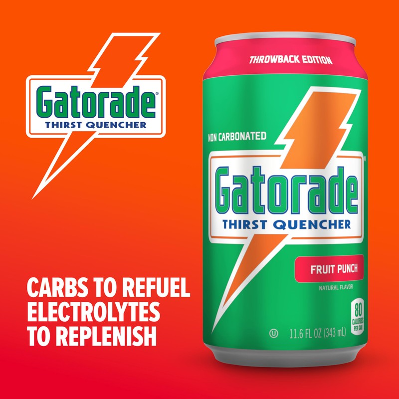 Gatorade Thirst Quencher, Fruit Punch, 12 Fl Oz Cans (Pack