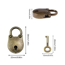 CYOU Pack of 6 Padlock Antique Suitcase Lock with Key Keyed Alike Mini Multi-Purpose for Small Households Luggage Jewellery Box (with 12 Keys)