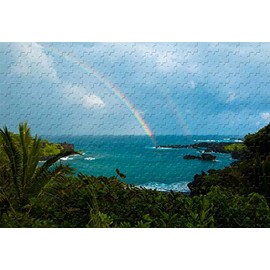 Rainbows Over Waianapana Beach in Maui Hawaii Oc 1000 Piece Jigsaw Puzzle 29.5 X 19.6'' Basswood Puzzle Large Size