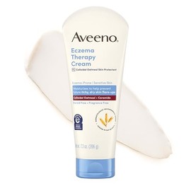 Aveeno Eczema Therapy Crema corporal hidratante diaria para pieles sensibles, crema calmante para aliviar el eccema, avena coloidal y ceramida para pi