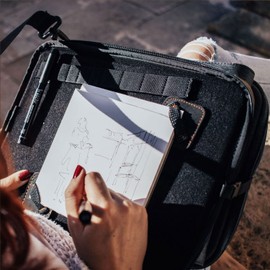 Etchr Slate Mini Satchel - 2 in 1 Art Travel Case and Small Messenger Bag for Essential Art Supplies - Multipurpose Weatherproof Travel Portfolio - Tripod Mountable for Plein Air