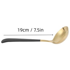 Beufee 2 Piece Soup Ladle, 19cm Stainless Steel Ladle with Long Handle Kitchen Serving Ladle Oil Soup Spoon Durable Silver Ladle for Stew for Home Kitchen Restaurants Dishwasher Safe(Black and Gold)