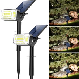 WENATY Solar Spot Lights Outdoor, 102 LED Solar Garden Yard Spotlight Waterproof Landscape Flood Powered Lights with Adjustable Light & Panel, 4 Lighting Modes for Walkway Driveway, 4 Pack(Cool White)