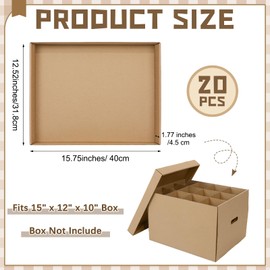 Gilprop 20 Pack File Box Lids, Fits for 15" x 12" x 10" Cardboard Letter or Legal File Moving Boxes Covers for Packing Moving and Storage Supplies, Box Not Include(Brown)