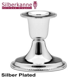 SILBERKANNE Candlestick with Pearl Pattern H 7 cm Premium Silver Plated Elegant Silver-Plated in Top Workmanship Ready to Give as a Gift with Stylish Gift Packaging
