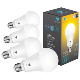Triangle Bulbs T95141, LED Dimmable 100 Watt Equivalent Soft White Light Bulbs, 4-Pack