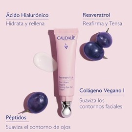 Caudalie Resveratrol-Lift Crema Reafirmante de Ojos en Gel con Aplicador Metálico, Ácido Hialurónico y Colágeno Vegano 1 – 15 mL