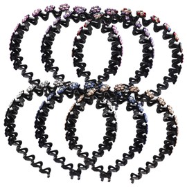 Baluue 6pcs Vintage Rhinestone Decorative Hair Hoops for Girls Chic Non- Headbands for Weddings Parties and Daily Use